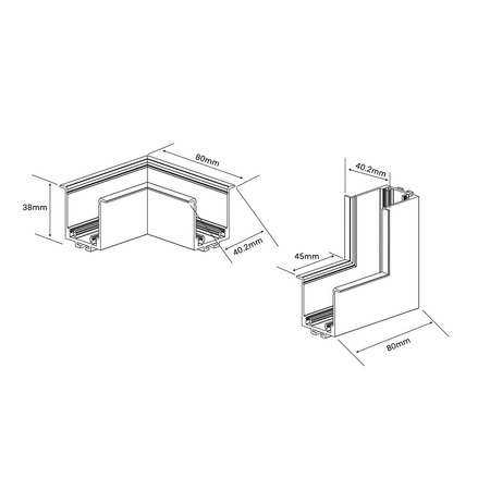 Łącznik podtynkowy L sufit-ściana Magnetic Slim czarny