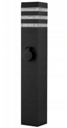 Lampa ogrodowa stojąca MALIBU 1xE27 czarny kwadrat 60cm z gniazdem