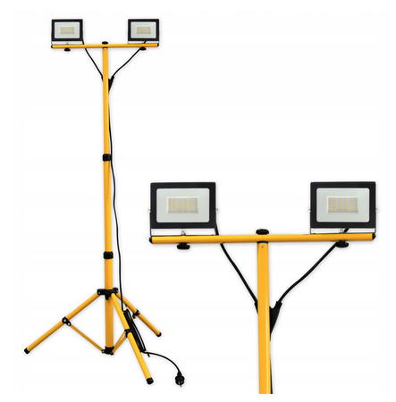 Halogen Naświetlacz LED 2 x 30W na statywie Żółtym 5500K