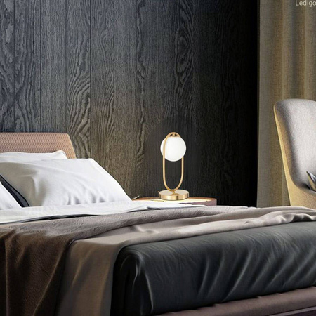 Lampka nocna stołowa elegancka złota Milano Ring E14
