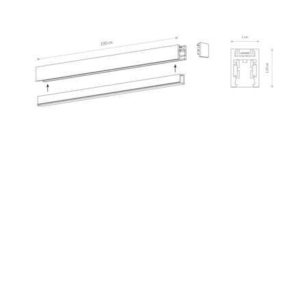Nowodvorski 11724 Szyna magnetyczna  natynkowa  system NANO - LVM RECESSED TRACK 1M czarna