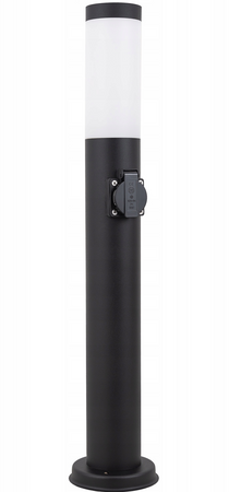 Słupek ogrodowy czarny okrągły 1xE27 lampa IP44 65cm z gniazdem sieciowym