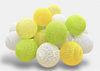 Lampki dekoracyjne COTTON BALLS 20xLED kule zielone żółte na baterie 3xAA