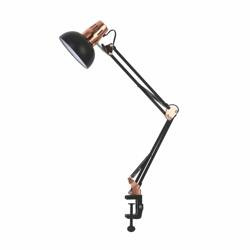 Lampka E27 Dakota kreślarska z klipsem czarny/miedź