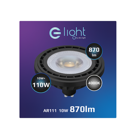 Żarówka LED 10W AR111 GU10 neutralna 4000K Czarny