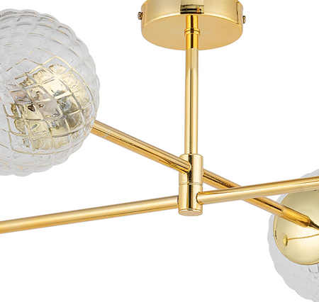 Lampa sufitowa CADIX GOLD 4xG9 pająk szklane kryształowe kule niska