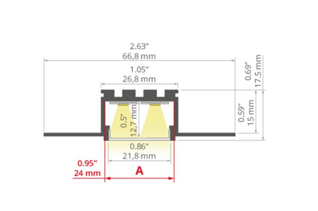 Profil do LED KOZUS do płyt G-K 16mm architektoniczny wpuszczany Kluś  surowy 1m