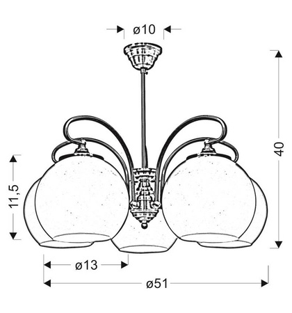 Lampa sufitowa PALMIRA BLACK / GOLD 3xE27 60W