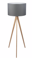 Lampa podłogowa drewniana Trójnóg szara Treviso