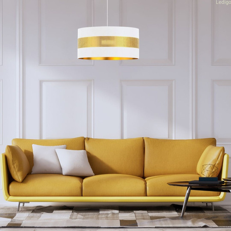 Lampa wisząca z abażurem ażurowa ORO Deluxe biało złota 40cm