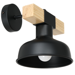 Kinkiet FARO CZARNY / NATURALNE DREWNO 1xE27 60W