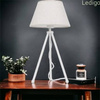 Lampa stołowa biała NEPTUN Mini z lnianym abażurem Karo i włącznikiem