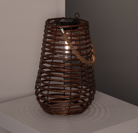 Rattanowa brązowa Latarenka LED Lampka solarna 30cm Lampion