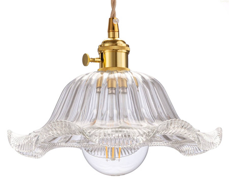 Lampa wisząca sufitowa szklana FLOWER przezroczysta 1xE27