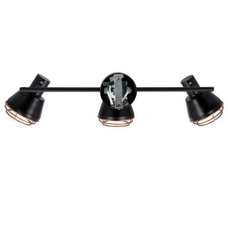 Lampa ścienna/sufitowa czarna klosz miedziany 3xE14 40W Neria 