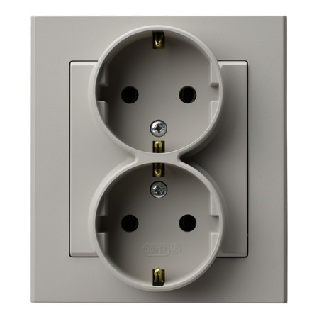 Ospel Sonata Kaszmir Gniazdo podwójne z uziemieniem schuko kompletne z ramką GP-2RS/82