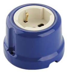 Gniazdo ceramiczne natynkowe Schuko niebieskie włoskie