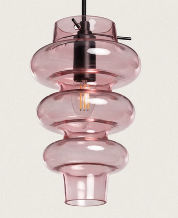 Szklana Lampa Wisząca TELDER różowa
