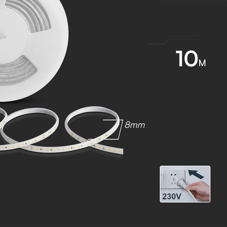 Taśma LED 230V V-TAC RĘKAW IP65 120LED/m 10,5W/m Rolka 10mb VT-2835 121-10M 6500K 1000lm