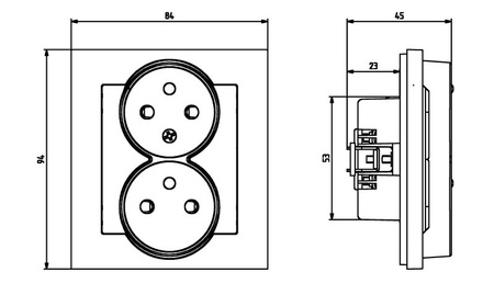 Ospel Sonata Kaszmir Gniazdo podwójne z uziemieniem z funkcją niezamienności faz, kompletne z ramką GP-2RC/82
