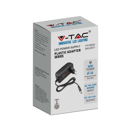 Zasilacz LED 30W 12V Wtyczkowy 2.5A IP44 do gniazdka Filtr EMI 