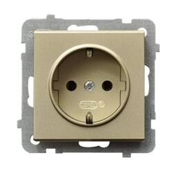 Gniazdo pojedyncze z uziemieniem schuko Ospel Sonata Szampański Złoty