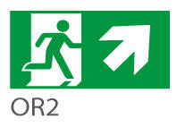 Piktogram SCHODY / WYJŚCIE W PRAWO W GÓRĘ do ORION - OR2 (300X100mm) / 39982