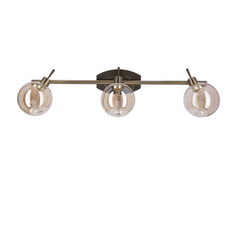 Lentini Lampa sufitowa listwa patynowy 3x40w g9 klosz bursztynowy