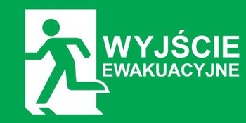 Piktogram WYJŚCIE EWAKUACYJNE napis lewo - E12 (300X150mm) / 93058