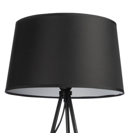 Lampa podłogowa NEPTUN trójnóg z czarnym abażurem stożek