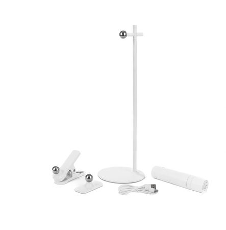Lampka Biurkowa V-TAC 4w1 37cm Kinkiet Klips Latarka 3W LED Biała 