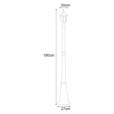 Lampa ogrodowa stojąca K-7007B/1N CZARNY/ZŁOTY z serii VASCO