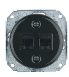 Gniazdo ceramiczne komputerowe LAN 2xRJ45 podtynkowe czarne 5 kat