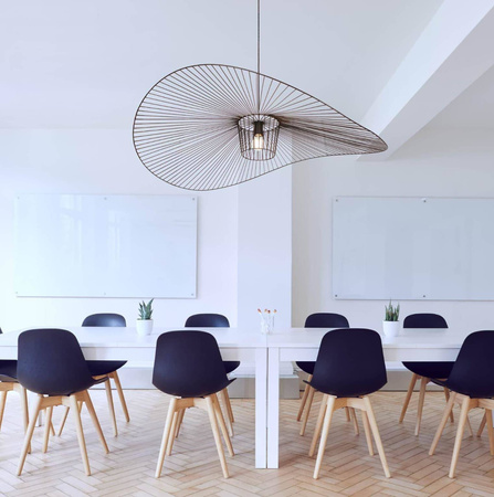 Druciany, czarny żyrandol do eleganckiego biura KP-21 z serii KAPELUSZ