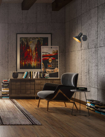 Lampa ścienna kinkiet 1X40W E27 czarny + złoty metal DISO 91-63410