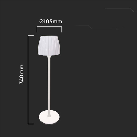 Lampka Biurkowa Nocna V-TAC 2,7W LED 34cm Ładowanie USB Ściemnianie Biała 