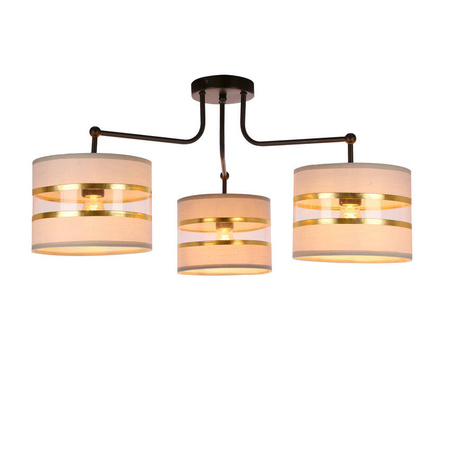 Lampa sufitowa czarny 3xE27 abażur biały + złoty Andy 33-00514