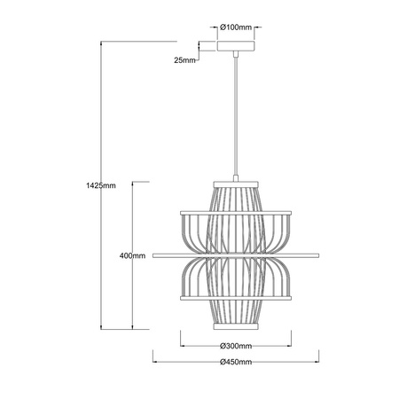 Rattanowa lampa wisząca Astra czarna 1xE27 Boho