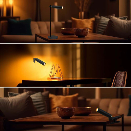 Lampka Biurkowa V-TAC 4w1 37cm Kinkiet Klips Latarka 3W LED Czarna 
