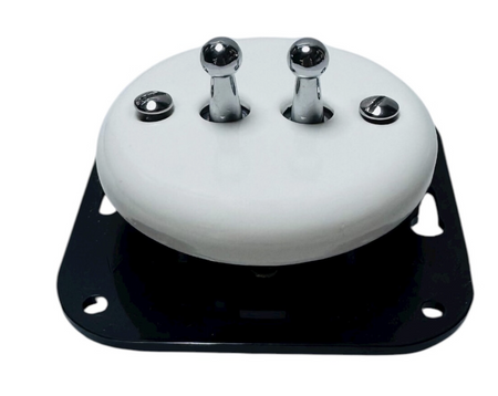 Włącznik ceramiczny podtynkowy podwójny  / schodowy Toogle biały / srebrny