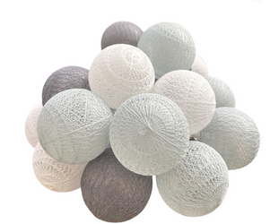 Lampki dekoracyjne COTTON BALLS 20xLED kule szare na baterie 3xAA