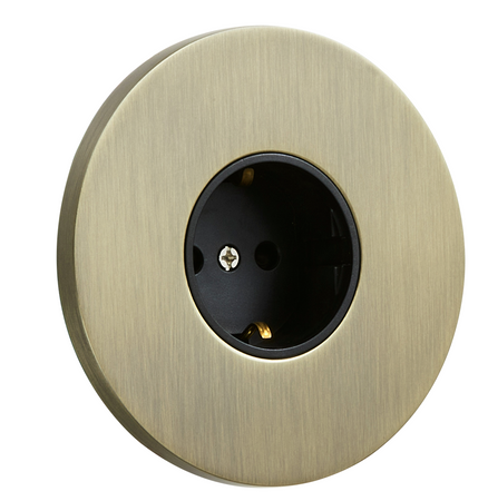 Gniazdo Schuko podtynkowe okrągłe metalowe TOGGLICA ROUND patyna szczotkowana