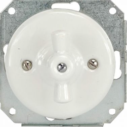 Włącznik ceramiczny obrotowy podtynkowy pojedynczy biały Retro