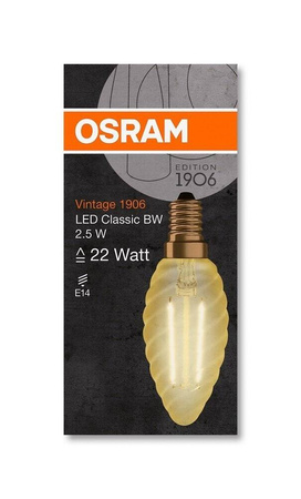 Żarówka led E14 2,5W 220lm 2400K vintage BW22 świeca Osram