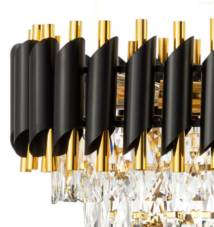 Lampa sufitowa kryształowa Luxury czarny złoty 5xE14 40cm C7220