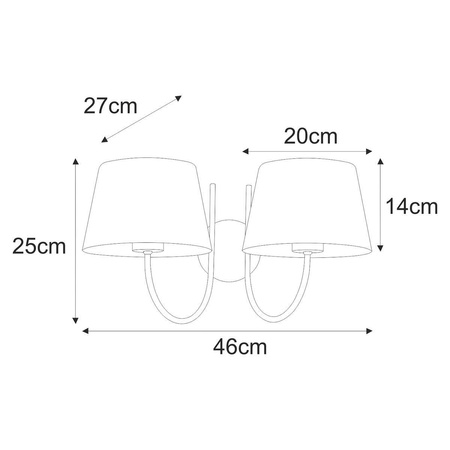 Czarno-złoty podwójny kinkiet ścienny z abażurem K-4338 z serii SASTO