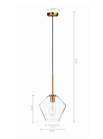 Lampa wisząca szklana przezroczystaa PARIS mała E27