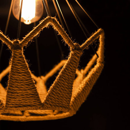 Lampa wisząca duża GEO BOHO sznur juta