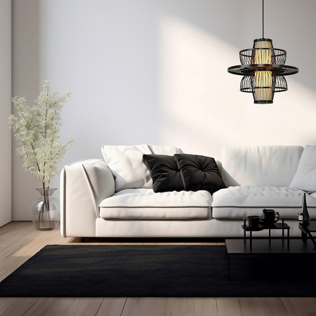 Rattanowa lampa wisząca Astra czarna 1xE27 Boho