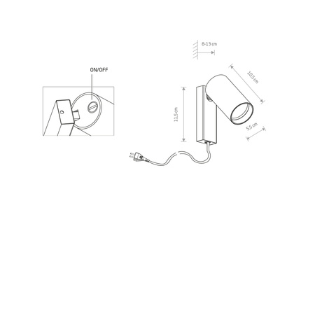 Nowodvorski Kinkiet regulowany z włącznikiem metalowy czarno złoty MONO 